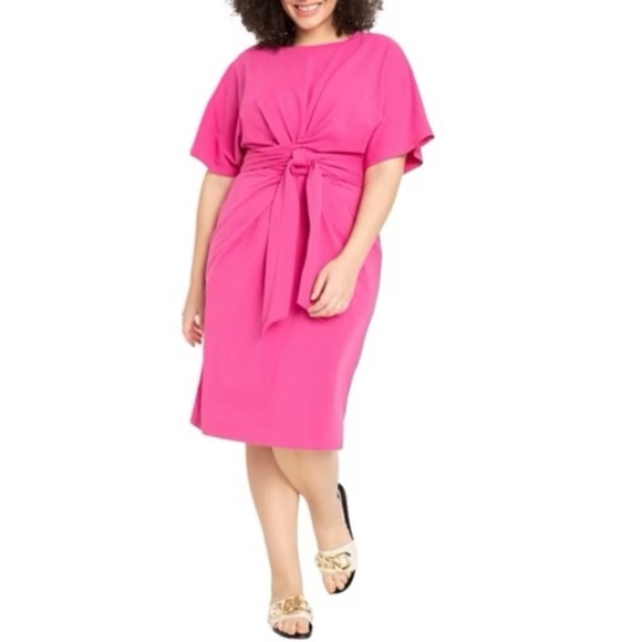Eloquii Flutter Sleeve Twist Front Midi Dress NWT Size 26 - Picture 1 of 6